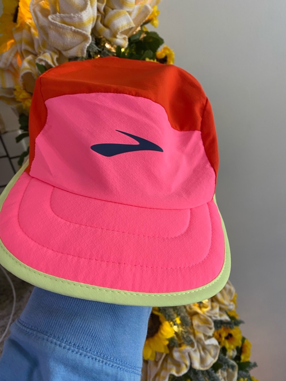 Brooks Neon Pink, Red & Lime Running Cap